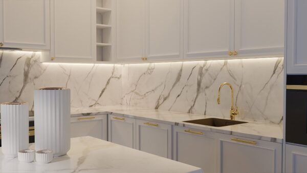 Çimstone Calacatta Lâl kuvars tezgah, uygulama görseli 3