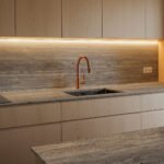 Coante Silver Travertine kuvars tezgah, uygulama görseli 1