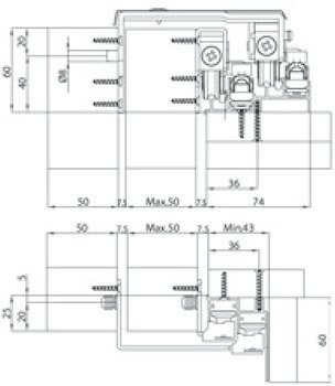 Ahşap Kayar Kapak Seti, Häfele SPACE 80, kapak, Önde Kayan, 80 kg – 2 set 50mm – görsel 3