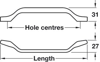 Akslı kulp, D Kol, Zamak, Häfele Déco – PASSO antrasit 320mm – görsel 3