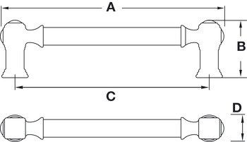 Akslı Kulp, Häfele BIEN MK, Zamak/Pirinç – parlak altın 224mm – görsel 2