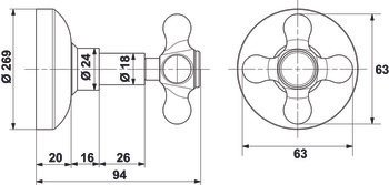 Ankastre Stop Valf, Häfele KLASSIS – valf,20mm,p.altın – görsel 2