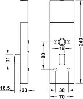 Bağımsız bileşenler: Çevirmeli kapı kollu iç modül, DT 700 ve DT 710 – DT7 İç mandallı U paslanmaz çelik mat – görsel 2
