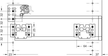 Bilyalı Çekmece Rayı, 555mm – galvaniz (çift) – görsel 3