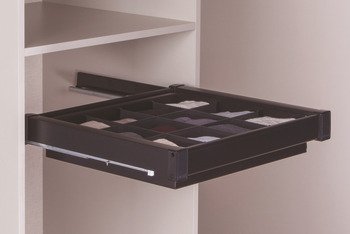 Bölmeli Çekmece, Häfele SELECT, Tam Açılım Yavaşlatıcılı Gizli Raylı – siyah 60cm