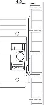 Çekmece rayları, Häfele Matrix Rayı OS P50/60, aşamalı fazla açılım rayları, panellerin arkasında – yavaşlatıcılı 366mm