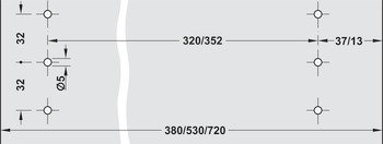 Çekmece rayları, Häfele Matrix Runner OC P35/45, ekstra açılım – P45 Çek ray tam aç yavaşlatıcılı 530mm (çift) – görsel
