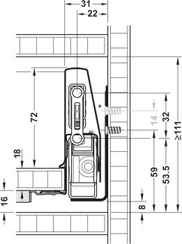 Çift Yanaklı Çekmece Sistemi, Häfele Matrix Box P, Çekmece Seti, 18 mm Ahşap Kalınlığı İçin – P35 gri 18/92/500mm vidalı