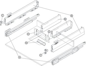 Çift Yanaklı Çekmece Sistemi, Häfele MATRIX BOX P, Çekmece Yanağı, 18 mm Ahşap Kalınlığı İçin – MBoxP Yanak logolu antra