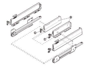 Çift Yanaklı Çekmece Sistemi, Häfele MATRIX BOX P, Eviye Altı Çekmece Seti, 18 mm Ahşap Kalınlığı İçin – Evy.çek,byz,18/