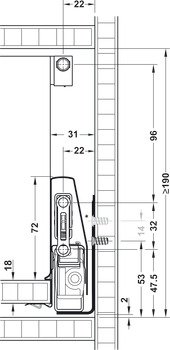 Çift Yanaklı Çekmece Sistemi, Häfele Matrix Box P, Kare Bordürlü Çekmece Seti, 18 mm Ahşap Kalınlığı İçin – P35 bordürlü