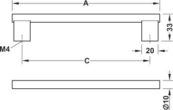 D kol, Alüminyum – Kulp mat siyah 256mm – görsel 2