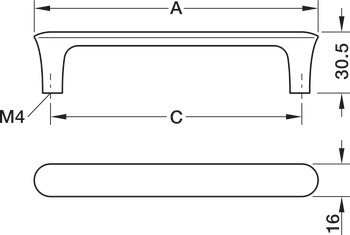 D Kol, Häfele Déco H2520, ahşap – Kulp siyah meşe 160mm – görsel 2