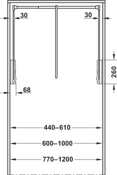 Gardırop asansörü, 2004, yan panele montaj için, yük taşıma kapasitesi 10 kg – asansör,800-1150,10kg,gri me.pl – görsel