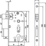 Gömme Kapı Kilidi, Özel Dilli Kilit, Häfele PC / Barelli Tip, H50.07, 50mm Seren Mesafeli – Klt p.ç.mt.50/20mm – görsel