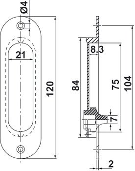 Gömme Kapı Kolu, Häfele OVAL, Ahşap Kapı, Pirinç – kulp (WC) mat krom (çift) – görsel 3