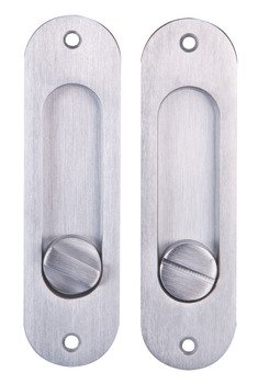 Gömme Kapı Kolu, Häfele OVAL, Ahşap Kapı, Pirinç – kulp (WC) mat krom (çift)