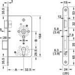 Gömme kilit, menteşeli kapılar için, Startec, derece 4, banyo/WC – Metal dilli C4 PC p.çe DL80/20 – görsel 2