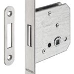 Gömme sürgülü kilit, menteşeli kapılar için, Startec, banyo/WC, seren mesafesi 55 mm – H55.07 Göm.sürgü p.ç.mt 55/20mm