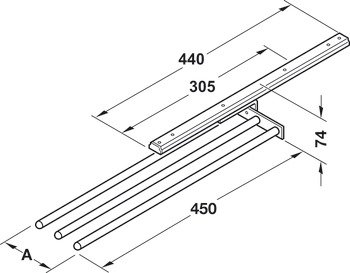 Havlu askısı, açılma mekanizması raylı, versiyon 90° döner – Towel hold.alu.black 2-pcs.460mm – görsel 2