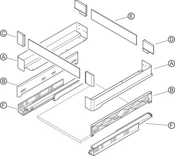 İç çekmeli sistem, Kesseböhmer Conero, 72 H – Gard. çekmecesi,syh 72/534-594mm – görsel 2