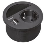 Kablo kapağı ile, 230 V, 1 x USB-A/USB-C şarj istasyonu, kapak: Siyah – Socket elem. w.cable outl.,USB-A&C,black
