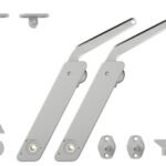 Kalkar kapak makası, Häfele Free kapak H 1.5 – metal destek kollu plastik, iki taraflı uygulama için çift set – F.FLAP m