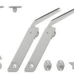 Kalkar kapak makası, Häfele Free kapak H 1.5 – metal destek kollu plastik, iki taraflı uygulama için çift set – F.FLAP m