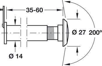 Kapı Dürbünü, Häfele DV.04 – DV 04 K.dürbünü F antik bronz 35-60mm 200º – görsel 3