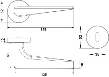Kapı Kolları, Häfele TIFFANY – Kol seti (wc) p.çel.renkli – görsel 2