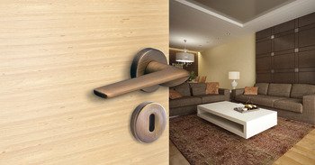 Kapı Kolu Seti, Häfele HANT, Zamak, Yuvarlak Rozet – Kol (wc) mat krom – görsel 3