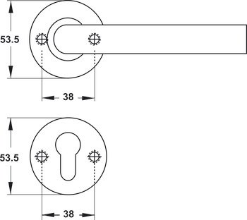 Kapı Kolu Seti, WERNER-PRO, Paslanmaz Çelik 304, Yuvarlak Rozet, Yangın Dayanımlı – Kol (wc) F paslanmaz çelik mat – gör