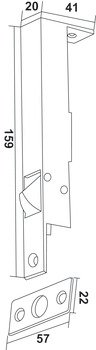 Kapı Sürgüsü, Häfele BOLT 06 – Sürgü otomatik sol paslanmaz çelik mat 159mm – görsel 2