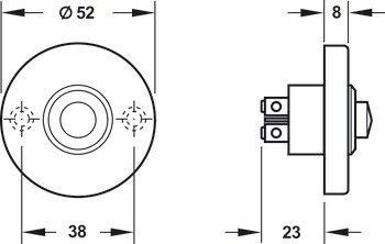 Kapı Zili, Yuvarlak – paslanmaz çelik mat 52mm – görsel 2