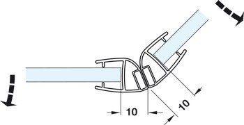 mıknatıslı cam kapı altı giyotini, Mıknatıslı, duş kabinleri için, cam-cam, 135° cam ön paneller için – SDS07 c.kapı fit