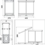 Otomatik açma kollu çöp kutusu, Häfele CLEVER D, çift hazneli, 14+14 litre, min. 350 mm – p. çel 14+14l 35cm – görsel 2