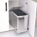 Otomatik açma kollu çöp kutusu, Häfele CLEVER D, çift hazneli, 14+14 litre, min. 350 mm – p. çel 14+14l 35cm
