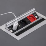 Priz Sistemi, Häfele GOO, Fırçalı, Tek Taraflı, Alüminyum – 1Priz UPS CAT6/3 gümüş – görsel 3