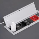 Priz Sistemi, Häfele ODIN GRANDE, Bas-Aç Kapaklı, Alüminyum – G 2Priz UPS CAT6/3 HDMI USB-A/C an.