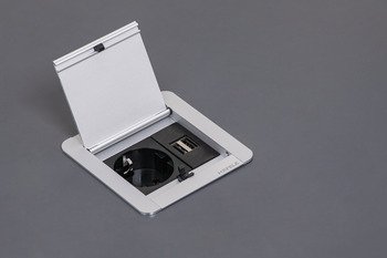 Priz Sistemi, Häfele ODIN SMART, Bas-Aç Kapaklı, Alüminyum – USB-A/C antrasit