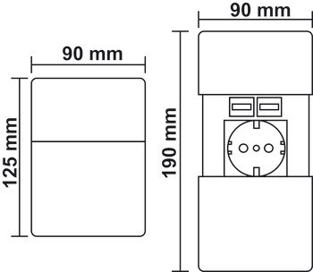 Priz Sistemi, Häfele V-PAD – USB-A RJ45 pasl. – görsel 2