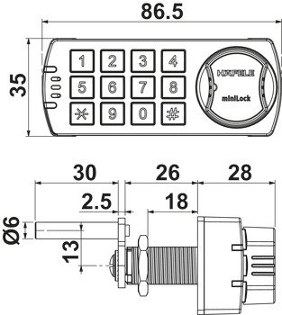 Rakam Kombinasyonlu Kilit, MiniLock, Merkezi Elektronik Dolap Kilidi – sağ – görsel 2