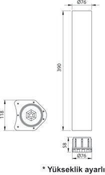 Sehpa Ayağı, Häfele OTTO, 60, Çelik – Masa cam p. krom 60x710mm – görsel 2