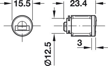 Silindir Çıkarılabilir Göbeği, Häfele Symo EC Plus, bağımsız kilitleme, farklı anahtarlı, standart profil – Prem.5 Sldr.