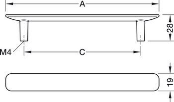 Tabanlı Kol, Häfele Déco H2380, zamak – Kulp p. çelik renkli 192mm – görsel 2