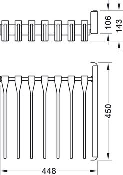 Temel çekmeli sistem pantolon askıları, Kesseböhmer Conero – Pantolonluk yan.ant 475x457mm – görsel 2