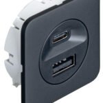 USB şarj istasyonu, Häfele Loox5, USB-A / USB-C, 24 V – ünitesi 24V 2.8A siyah