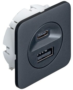 USB şarj istasyonu, Häfele Loox5, USB-A / USB-C, 24 V – ünitesi 24V 2.8A siyah