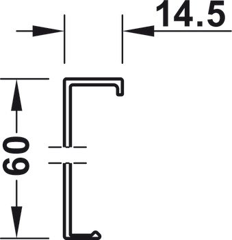 Üst kapak, Taşıyıcı ray için, Slido Flat 60 FB kayar kapı bağlantı parçası için – F-Fl51 60A kapama prf.2450mm – görsel