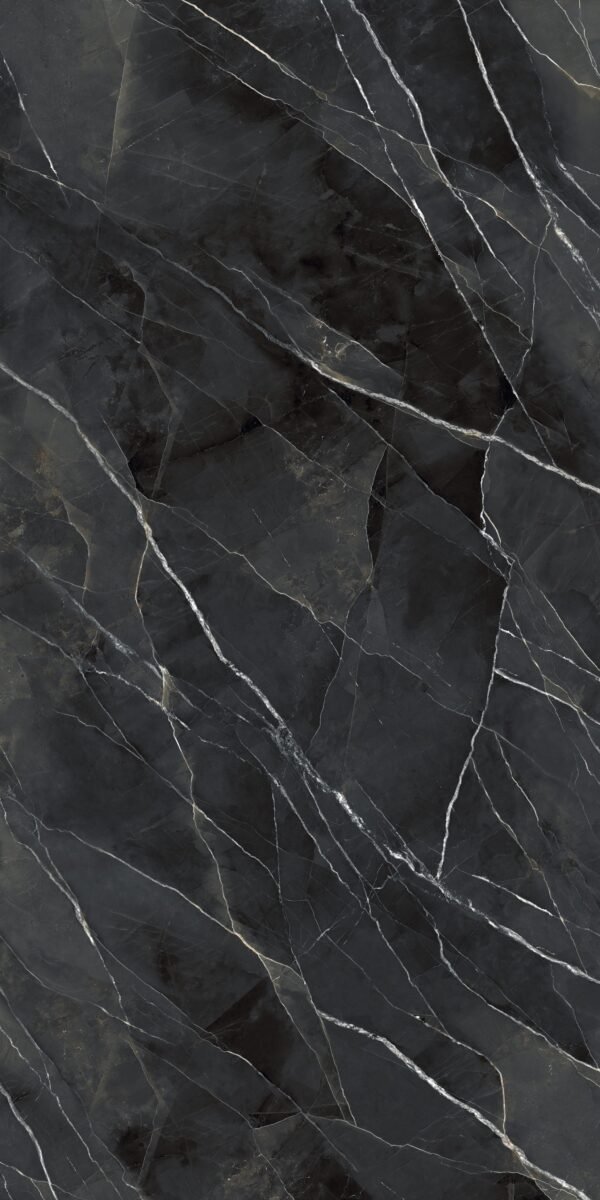 Laminam Calacatta Black Book Match porselen tezgah dokusu